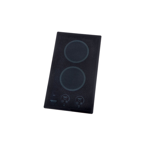 Kenyon B41576 Lite-Touch Q Two Burner Electric Cooktop w/ Radiant Ribbon Elements, Subtly Textured Black Glass w/ Beveled Edge, Touch Control, 240V
