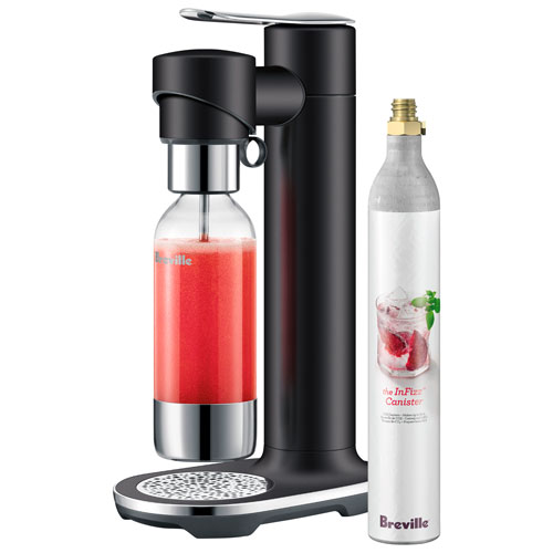 Machine à boissons pétillantes de 1 L InFizz Fusion de Breville avec bouchon FusionCap et bombonne de CO2 - Truffe noire