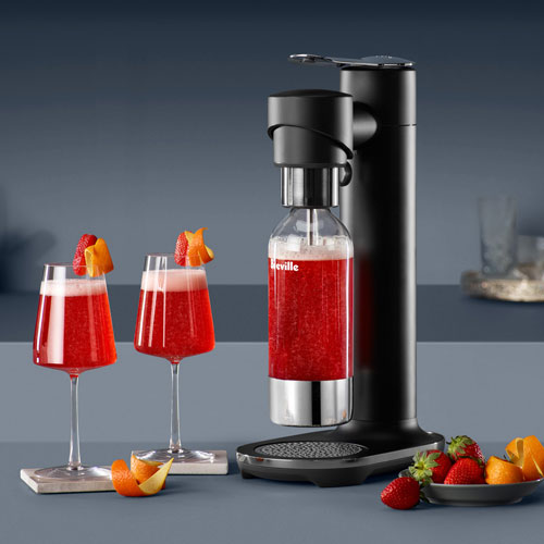Machine à boissons pétillantes de 1 L InFizz Fusion de Breville avec bouchon FusionCap et bombonne de CO2 - Truffe noire