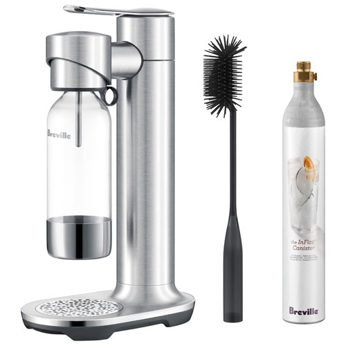 Machine à boissons pétillantes de 1 L InFizz Aqua de Breville avec bombonne de CO2 et brosse à bouteille - Acier inoxydable