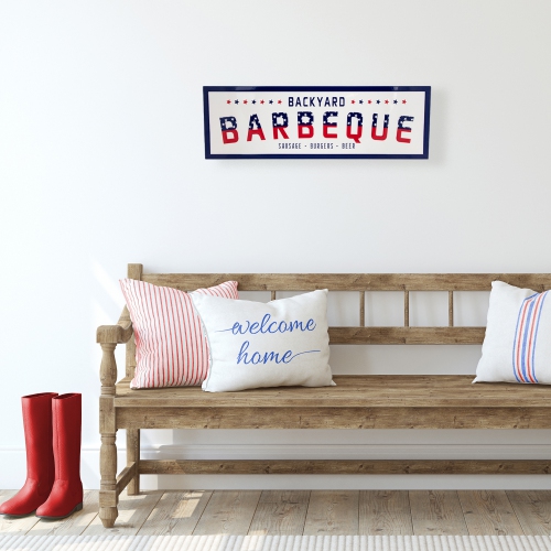 Backyard Barbeque Metal Wall Sign Patriotic Decoration - 23"