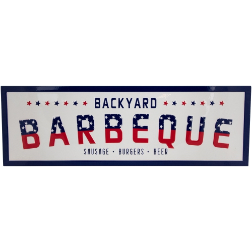 Backyard Barbeque Metal Wall Sign Patriotic Decoration - 23"