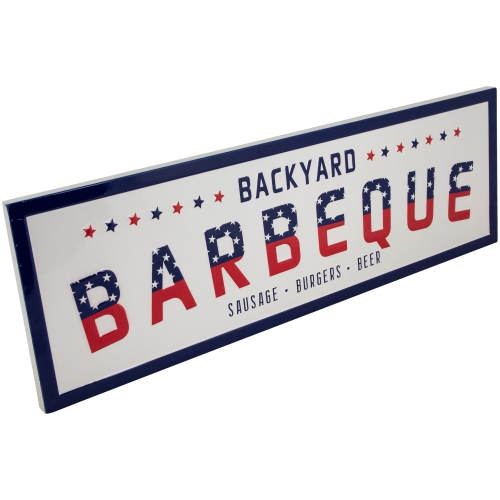 Backyard Barbeque Metal Wall Sign Patriotic Decoration - 23"