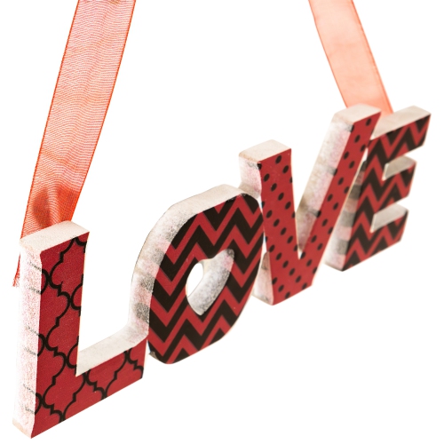 Wooden LOVE and XOXO Valentine's Day Wall Decorations - 8" - Red and Black - Set of 2
