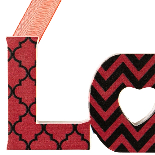 Wooden LOVE and XOXO Valentine's Day Wall Decorations - 8" - Red and Black - Set of 2