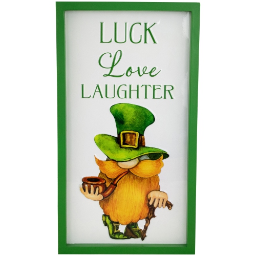 NORTHLIGHT  Luck Love Laughter St. Patricks Day Framed Wall Sign - 18"