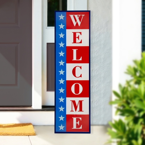 Americana "Welcome" Metal Porch Board Sign Decoration - 40"