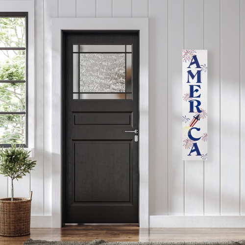Patriotic "America" Fireworks Wooden Porch Board Sign Decoration - 36"