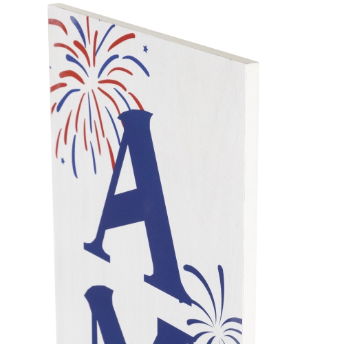 Patriotic "America" Fireworks Wooden Porch Board Sign Decoration - 36"