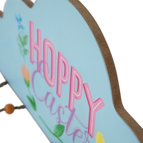 Hoppy Easter Wooden Wall Sign with Bunny and Eggs - 15.75"