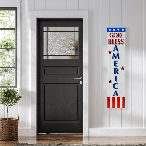 Affiche de porche en bois Patriotic de God Bless America - 35,75 po