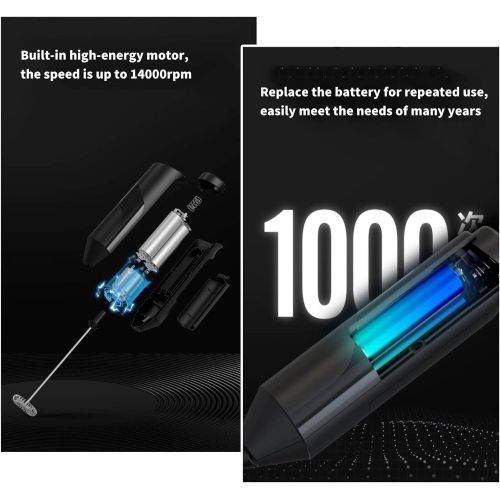 Milk Frother Handheld, Battery Operated 304 Stainless Steel Head Mini Electric Foam Maker Drink Mixer Egg Beater for Latte,Cappuccinos, Hot Chocolate