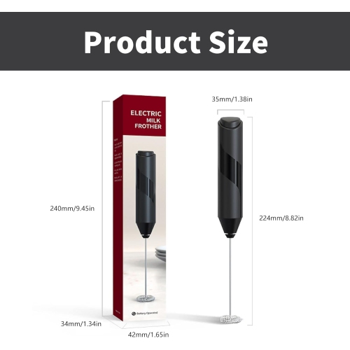 Milk Frother Handheld, Battery Operated 304 Stainless Steel Head Mini Electric Foam Maker Drink Mixer Egg Beater for Latte,Cappuccinos, Hot Chocolate