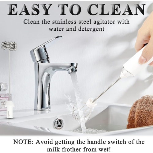 Electric Double Whisk Milk Frother Handheld White USB Rechargeable Drink Mixer, Electric Whisk Foam Maker Detachable 3 Speeds Adjustable for Hot