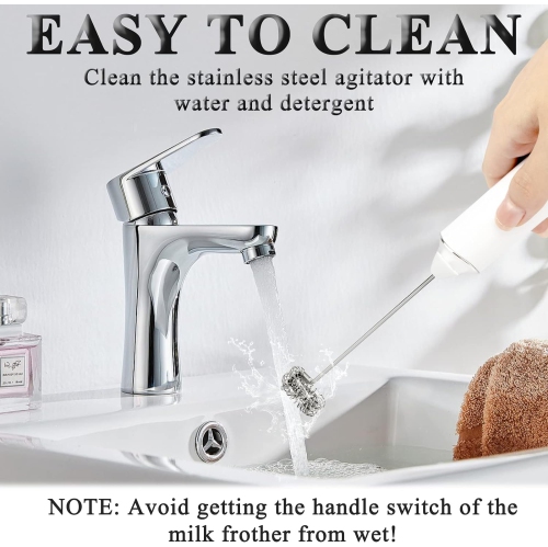 Moussoir à lait électrique portatif USB blanc mélangeur à boissons rechargeable, machine réglable en mousse mousseur à lait amovible 3 vitesses pour