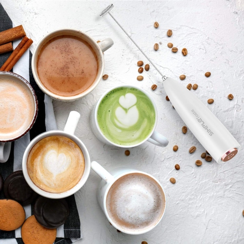 Milk Frother Handheld Battery Operated Electric Foam Maker, Drink Mixer with Stainless Steel Whisk and Stand for Bulletproof Coffee, Cappuccino,