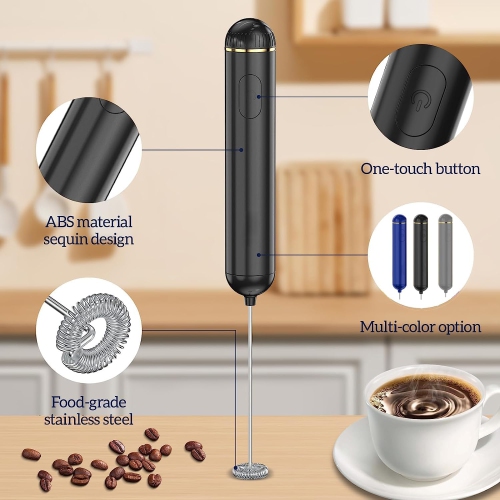 Milk Frother Handheld, Milk Frother Battery Operated Electric Whisk, Foam Maker and Mini Drink Mixer for Coffee, Cappuccino, Lattes, Matcha, Hot