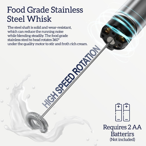 Milk Frother Handheld, Milk Frother Battery Operated Electric Whisk, Foam Maker and Mini Drink Mixer for Coffee, Cappuccino, Lattes, Matcha, Hot