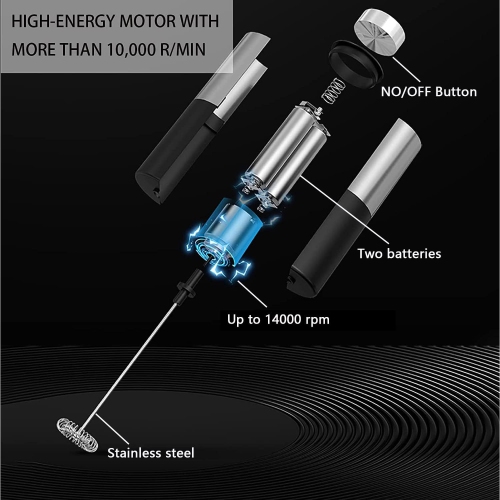 Milk Frother Handheld, Milk Frother Battery Operated Electric Whisk, Foam Maker and Mini Drink Mixer for Coffee, Cappuccino, Lattes, Matcha, Hot