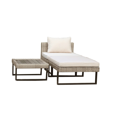 Deko Living 8 Place Seating Outdoor Modular Wicker Corner Sectional Sofa and Ottoman Set with Table