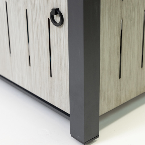 Deko Living 42 Inch Rectangular Outdoor Propane Gas Fire Pit Table 50,000 BTU Heater with Glass Bead Filler and Ice Bucket