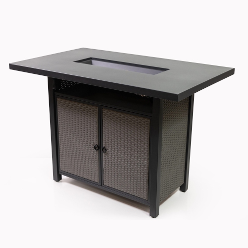 Deko Living – Table de bar rectangulaire à foyer au gaz propane 55 po, table 40.000 BTU à billes en verre