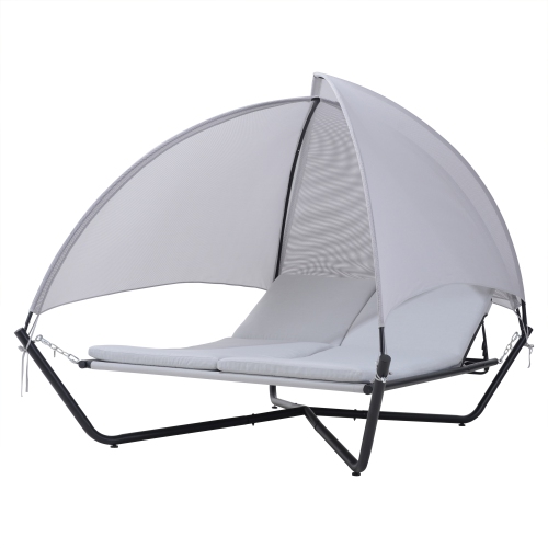 Deko Living Outdoor Hammock Swing Lounge Daybed with Textilene Fabric Canopy