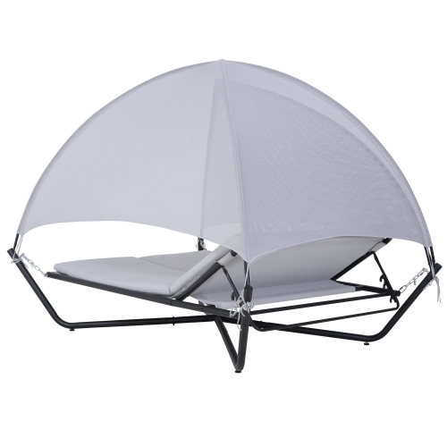 Deko Living Outdoor Hammock Swing Lounge Daybed with Textilene Fabric Canopy