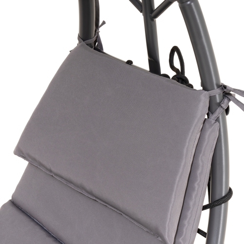 Deko Living Outdoor Cushioned Chaise Lounge Chair with Textilene Fabric Canopy and Headrest Pillow