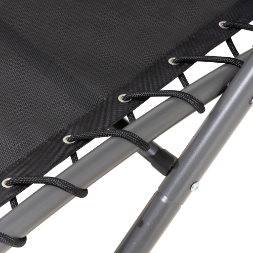 Deko Living Outdoor Cushioned Chaise Lounge Chair with Textilene Fabric Canopy and Headrest Pillow