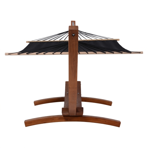 Deko Living Outdoor Cedar Wood Hammock with Black Textilene Fabric