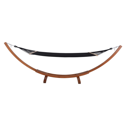 Deko Living Outdoor Cedar Wood Hammock with Black Textilene Fabric