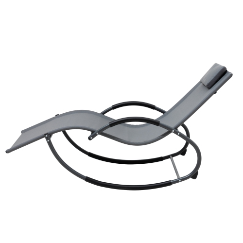 Deko Living Outdoor Rocking Chaise Lounge Chair with Textilene Fabric and Headrest Pillow