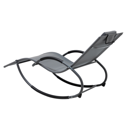 Deko Living Outdoor Rocking Chaise Lounge Chair with Textilene Fabric and Headrest Pillow