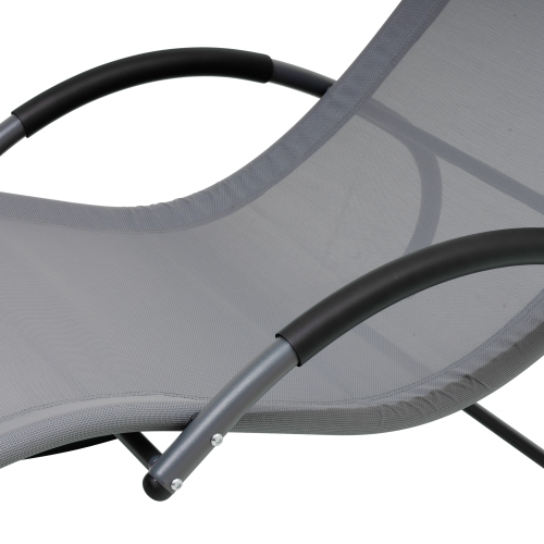 Deko Living Outdoor Rocking Chaise Lounge Chair with Textilene Fabric and Headrest Pillow