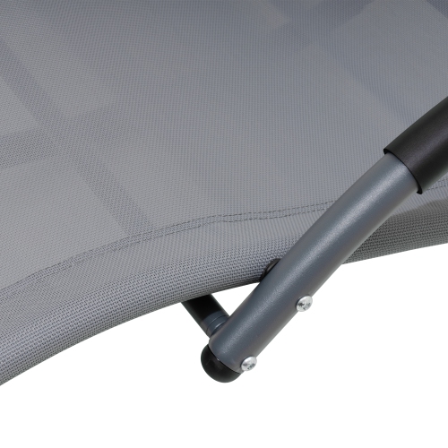 Deko Living Outdoor Rocking Chaise Lounge Chair with Textilene Fabric and Headrest Pillow