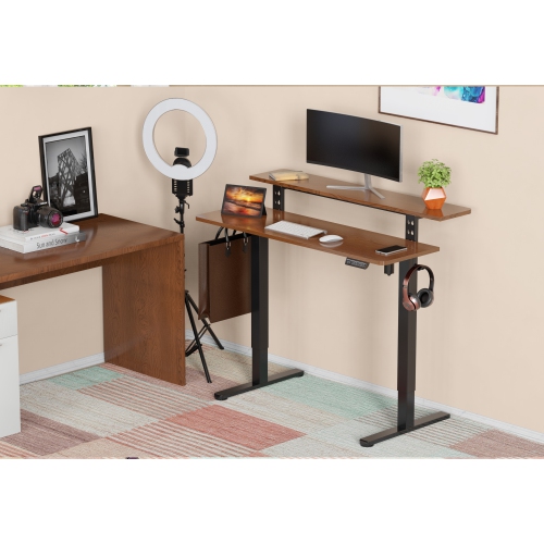 Uplite Single Motor Electric 48x24 inch Height Adjustable Standing Desk – Height Adjustable Shelf Desktop