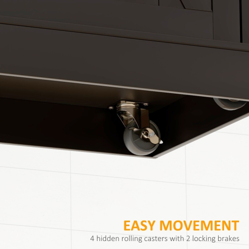 HOMCOM – îlot de cuisine roulant avec bar à déjeuner en bois à abattant, chariot de cuisine champêtre avec 2 tiroirs, tablettes réglables pour salle