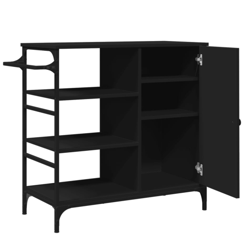 VisdaXL Chariot de cuisine noir 87.5x38.5x84,5 cm bois d'ingénierie