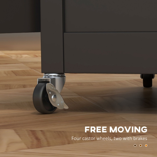 Chariot de cuisine à roulettes avec tiroir et porte en verre, îlot de cuisine sur roulettes avec tablette réglable et porte-serviettes de HOMCOM