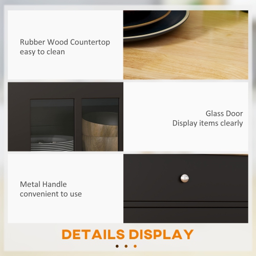 Chariot de cuisine à roulettes avec tiroir et porte en verre, îlot de cuisine sur roulettes avec tablette réglable et porte-serviettes de HOMCOM