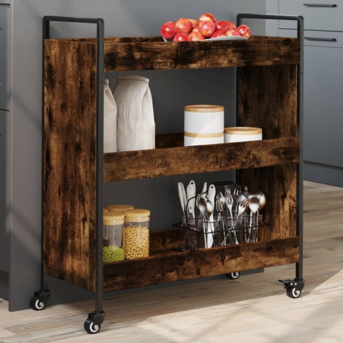 VidaXL Chariot de cuisine chêne fumé 70 x 30 x 30 x 30 82 cm bois d'ingénierie