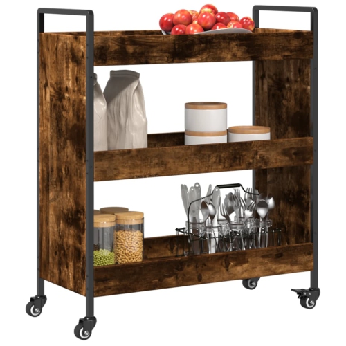 VidaXL Chariot de cuisine chêne fumé 70 x 30 x 30 x 30 82 cm bois d'ingénierie