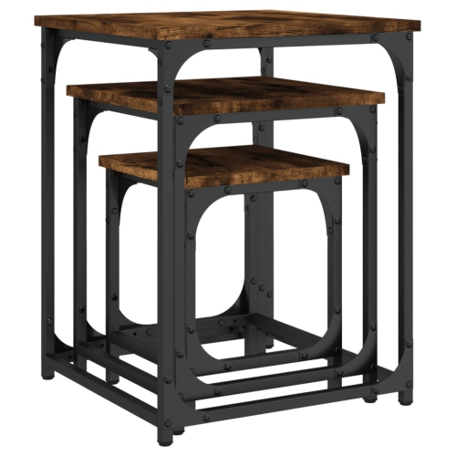 vidaXL Nesting Coffee Tables 3 pcs Smoked Oak Engineered Wood