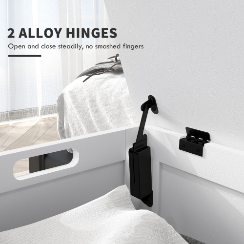 HOMCOM Storage Chest, Modern Storage Trunk with 2 Safety Hinges and Cut-out Handles, Storage Bench for Living Room, Shoe Bench for Entryway, 39.4" x