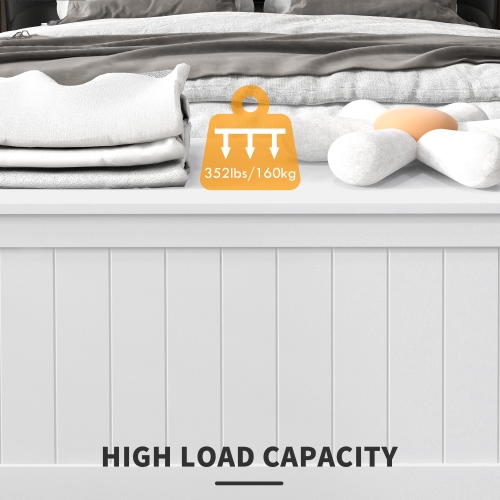 HOMCOM Storage Chest, Modern Storage Trunk with 2 Safety Hinges and Cut-out Handles, Storage Bench for Living Room, Shoe Bench for Entryway, 39.4" x