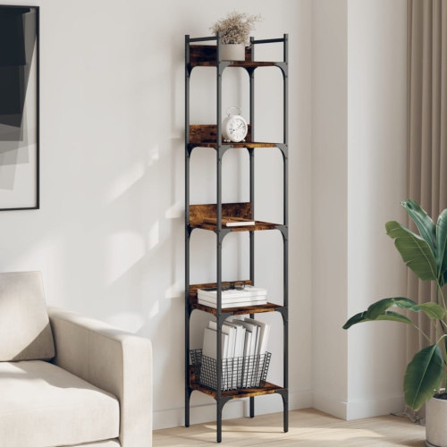 vidaXL Bookshelf 5-Tier Smoked Oak 35x30x174 cm Engineered Wood