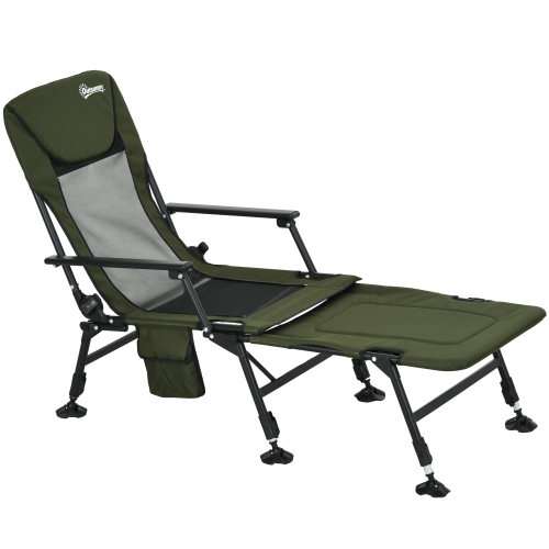Outsunny Fishing Bed Chair, Folding Camping Chair with Reclining