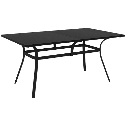 OUTSUNNY  " Patio Table, Rectangle Outdoor Dining Table for 6 People \w Steel Legs, Metal Tabletop, for Garden, Backyard, Lawn, Balcony, 59"" X 35"" X