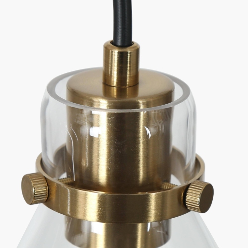 Modern Teardrop Kitchen Island Chandelier, 3-Light 22-in Brass Gold and Black in Bell Modern/Contemporary Clear Glass Linear LED Hanging Kitchen